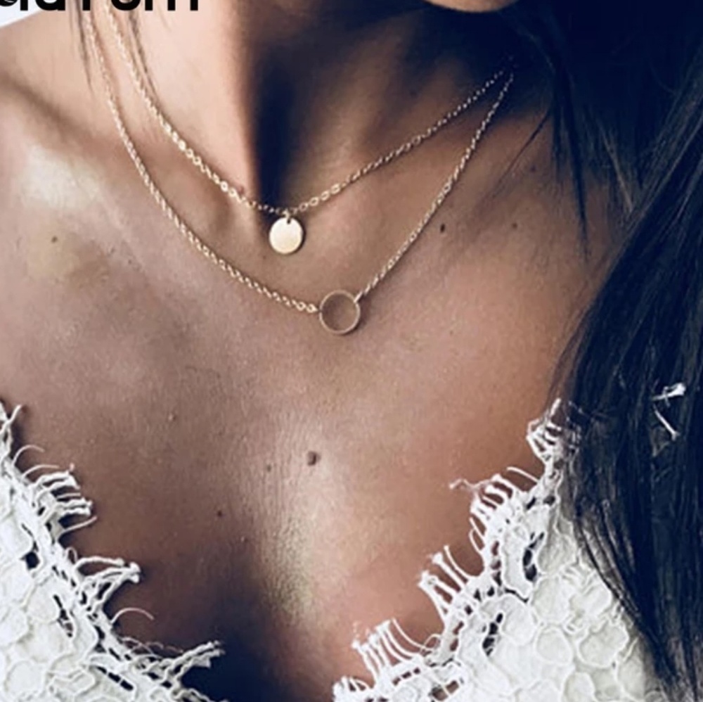 💥 Dainty double circle necklace